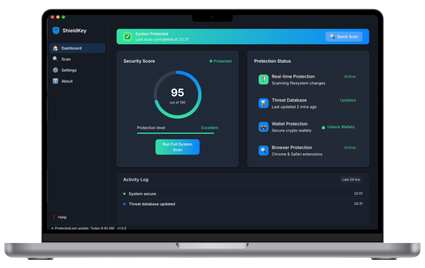 ShieldKey App UI Mockup